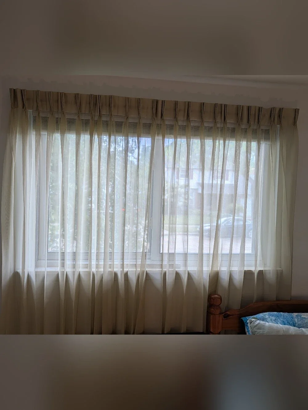 Custom Made Window Traversing Drapery Sheers Taupe 3 Finger Pinch Pleat 1 Panel